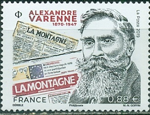 Франция, 2019, А Варенн, Политик, Адвокат и Журналист, 1 марка Франция, 2019, А Варенн, Политик, Адвокат и Журналист, 1 марка